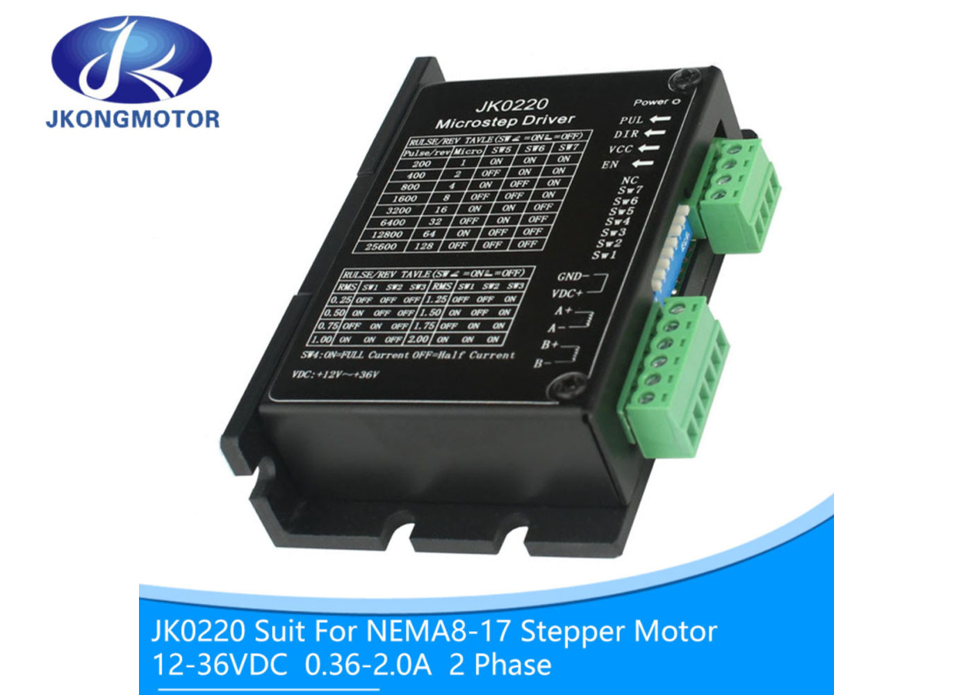 36vdc 3A NEMA 17 Stepper 2 φάσης οδηγός JK0220 μηχανών