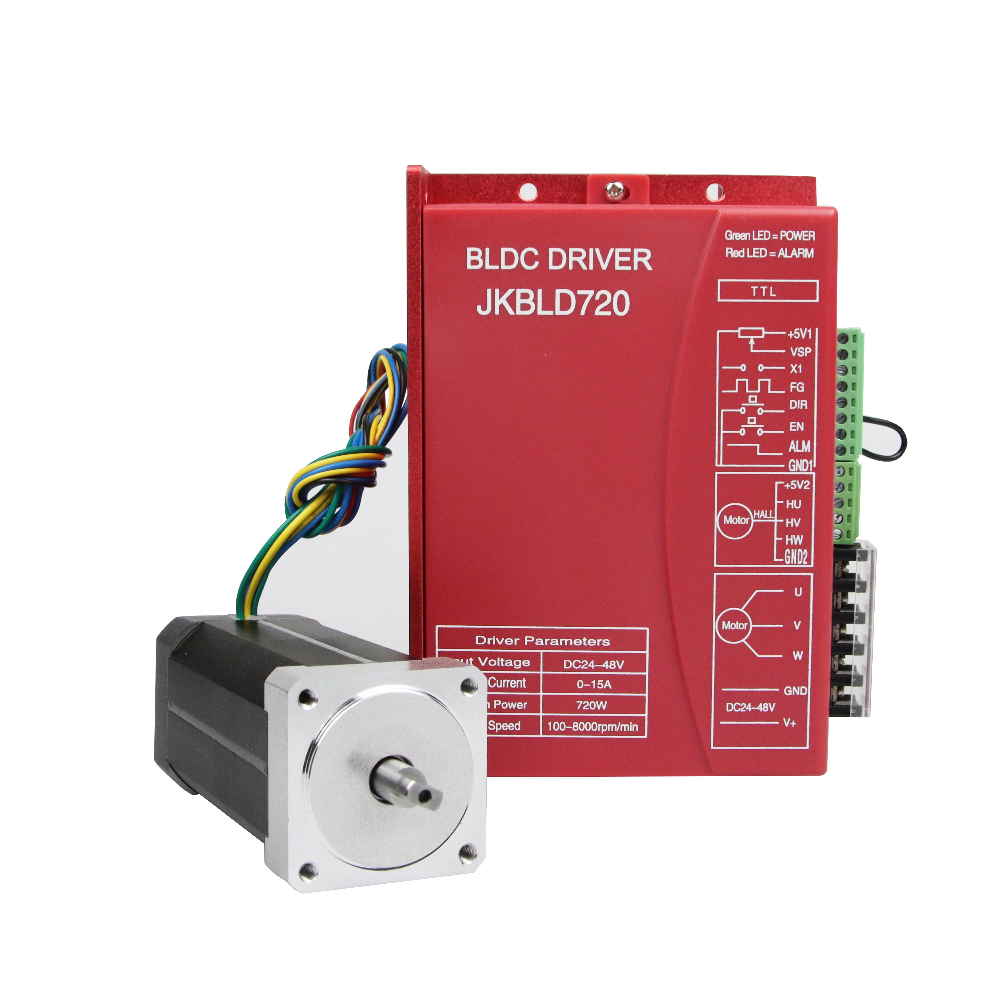 JKBLD720 αβούρτσιστος ελεγκτής 24VDC - 48VDC 0A Bldc οδηγών συνεχών μηχανών - 15A 0 - 720w